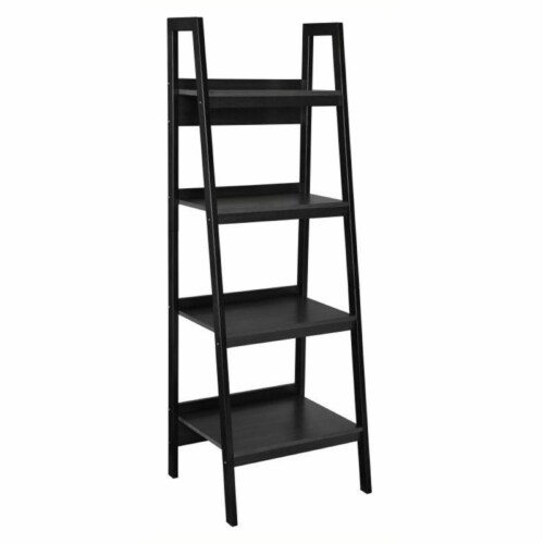 Bowery Hill 4 Shelf Ladder Bookcase in Black (Set of 2) Perspective: front