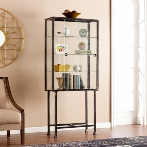 Bowery hill shelf glass store curio cabinet