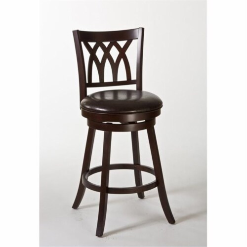 Bowery Hill 31 Swivel Bar Stool in Cherry and Brown Perspective: front