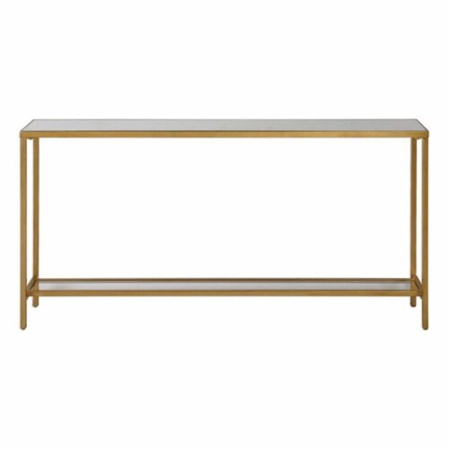 Maklaine Console Table in Gold Perspective: front