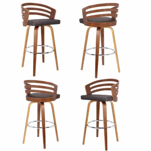 Jayden 26   Swivel Barstool in Brown Faux Leather (Set of 4) Perspective: front