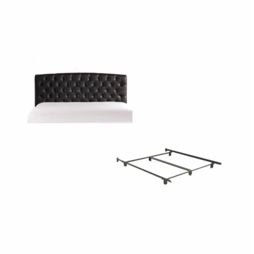 2 Piece Tuft King Headboard and Bed Frame Set in Black Perspective: front