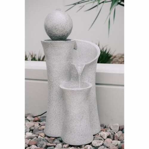 XBrand CR3617FTNA 36 in. Tall Cascading Sphere Floor Zen Water Fountain - Natural Grey - Indo Perspective: front