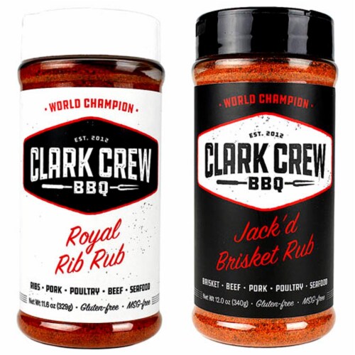 Clark Crew BBQ Royal Rib Rub Jackd Brisket Rub Competition Award Winning 24 Oz Bundle of 2 King Soopers