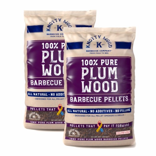 40lbs Knotty Wood Plum Wood Cooking Pellets BBQ Smoker Sweet Smoke 20 Bags 2 Bags Smith s Food and Drug