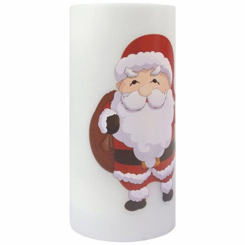 Jeco Flameless Christmas Santa Candle and Projector in White Perspective: front