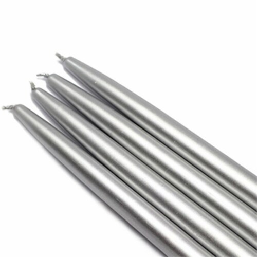 Jeco Swirl Taper Candle in Silver (Set of 12) Perspective: front