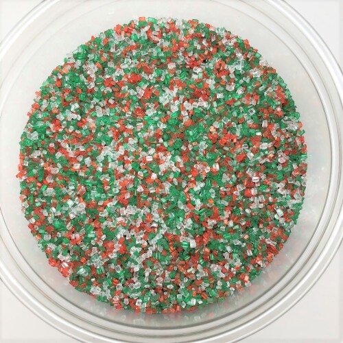 Christmas Gourmet Sugar Jingle Mix Red Green White Topping Sprinkles 8 ounces Perspective: front