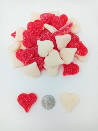 Sanded Sour Gummi Hearts 1 pound Gummi Hearts Valentine Candy Perspective: front