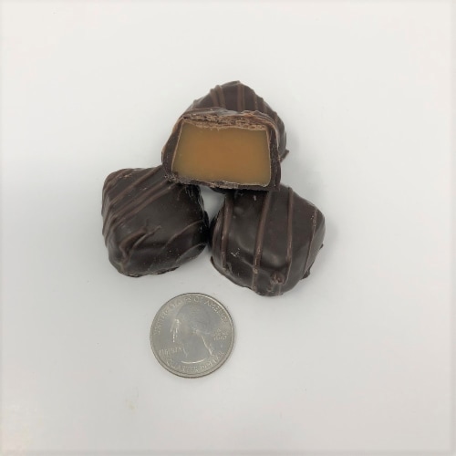 Gourmet Vanilla Caramel Dark Chocolate Candy Caramels 1 pound Perspective: front