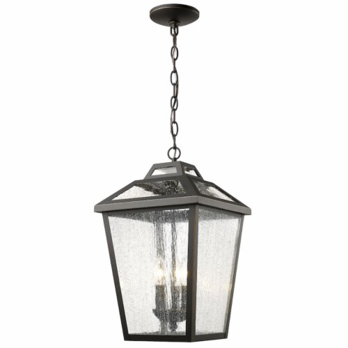 Zlite 539CHB-ORB 11 x 11 x 19 in. Bayland Oil Rubbed Bronze Outdoor Hanging Perspective: front