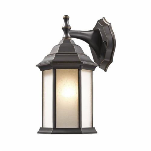 Z-Lite Waterdown Outdoor Wall Light in White and Oil Rubbed Bronze Perspective: front