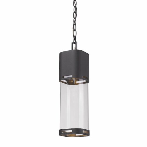 Zlite 562CHB-BK-LED 5 x 5 x 18.25 in. Lestat Black Outdoor Hanging Perspective: front