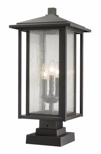 3 Light Outdoor Pier Mounted Fixture - 554PHXLS-SQPM-ORB Perspective: front