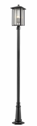 3 Light Outdoor Post Mounted Fixture - 554PHXLR-557P-BK Perspective: front