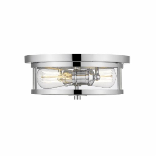 Z Lite 462F11-CH 5 x 11 in. Savannah 2 Light Flush Mount with Clear Glass, Chrome Perspective: front