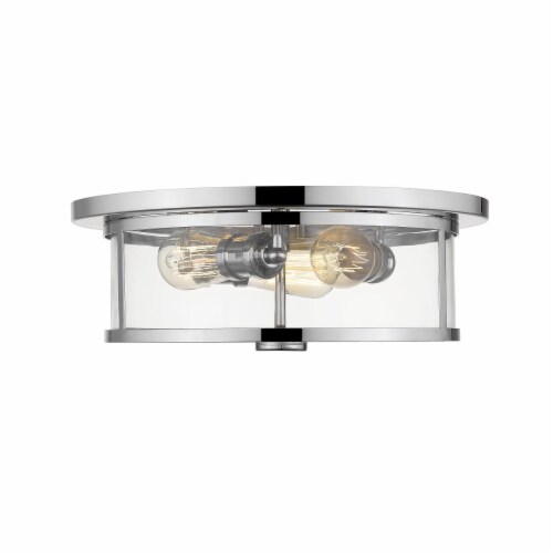 Z Lite 462F16-CH 6.25 x 15.75 in. Savannah 3 Light Flush Mount with Clear Glass, Chrome Perspective: front