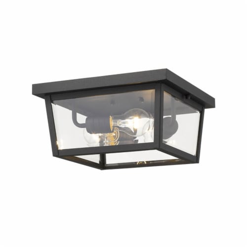 Z-Lite 568F-BK Beacon 6-Inch 3 Light 40W Dimmable Mount Ceiling Light, Black Perspective: front
