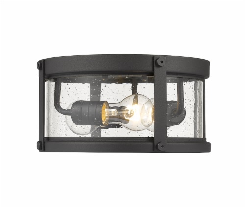 Roundhouse 3 Light Outdoor Flush Ceiling Mount Fixture Clear Seedy Perspective: front