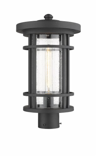 Jordan 1 Light Outdoor Post Mount Fixture Clear Seedy Perspective: front