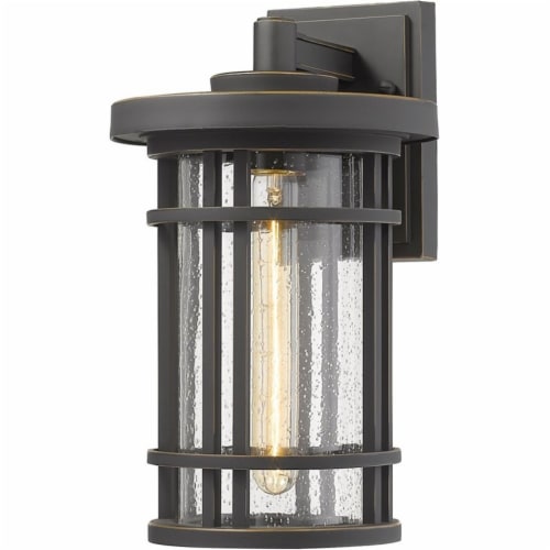 Z-Lite Jordan 14  Seedy Glass Aluminum Outdoor Wall Sconce in Bronze Perspective: front