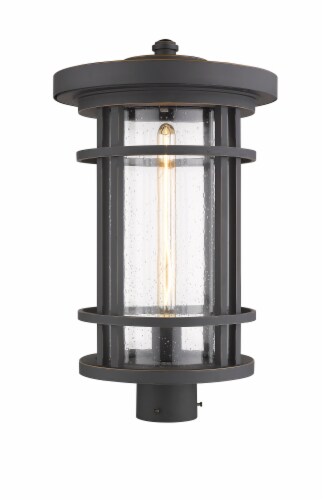 Jordan 1 Light Outdoor Post Mount Fixture Clear Seedy Perspective: front