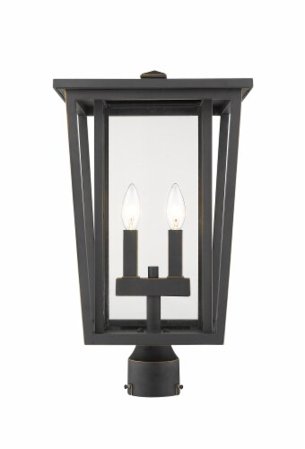 Seoul 2 Light Outdoor Post Mount Fixture Clear Perspective: front