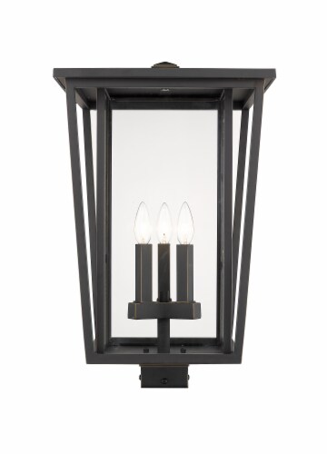 Seoul 3 Light Outdoor Post Mount Fixture Clear Perspective: front