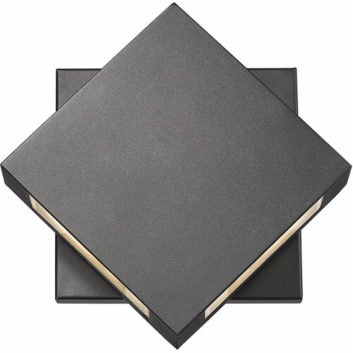 Z-Lite Quadrate 2 Light 9  Glass Aluminum Outdoor LED Wall Sconce in Black Perspective: front