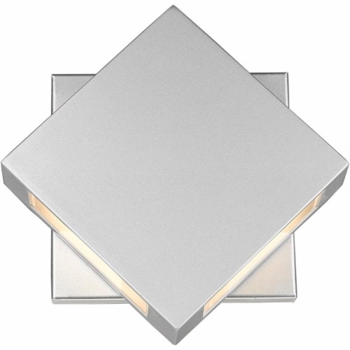 Z-Lite Quadrate 2 Light 9  Glass Aluminum Outdoor LED Wall Sconce in Silver Perspective: front