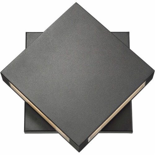 Z-Lite Quadrate 2 Light 11  Glass Aluminum Outdoor LED Wall Sconce in Black Perspective: front