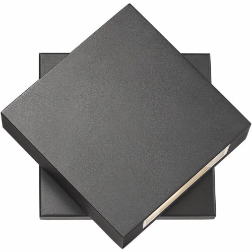 Z-Lite Quadrate 9  Sand Blast Glass Aluminum Outdoor LED Wall Sconce in Black Perspective: front