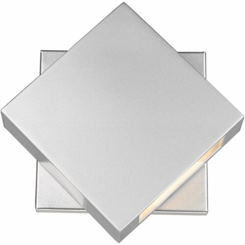 Z-Lite Quadrate 9  Sand Blast Glass Aluminum Outdoor LED Wall Sconce in Silver Perspective: front
