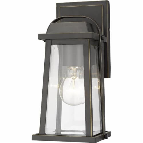 Z-Lite Millworks Clear Glass Aluminum Outdoor Wall Sconce in Bronze Perspective: front