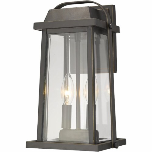 Z-Lite Millworks 2 Light Clear Glass Aluminum Outdoor Wall Sconce in Bronze Perspective: front