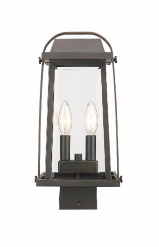 Millworks 2 Light Outdoor Post Mount Fixture Clear Beveled Perspective: front