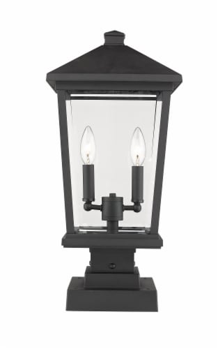 Beacon 2 Light Outdoor Pier Mounted Fixture Clear Beveled Perspective: front