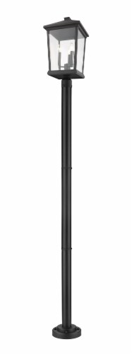 Beacon 3 Light Outdoor Post Mounted Fixture Clear Beveled Perspective: front