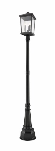 Beacon 3 Light Outdoor Post Mounted Fixture Clear Beveled Perspective: front