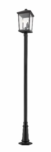 Beacon 3 Light Outdoor Post Mounted Fixture Clear Beveled Perspective: front