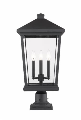 Beacon 3 Light Outdoor Pier Mounted Fixture Clear Beveled Perspective: front