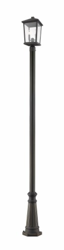 Beacon 2 Light Outdoor Post Mounted Fixture Clear Beveled Perspective: front