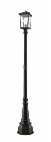 Beacon 2 Light Outdoor Post Mounted Fixture Clear Beveled Perspective: front