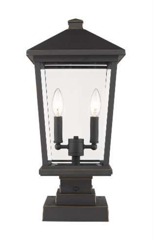 Beacon 2 Light Outdoor Pier Mounted Fixture Clear Beveled Perspective: front