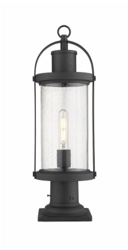 Roundhouse 1 Light Outdoor Pier Mounted Fixture Clear Seedy Perspective: front