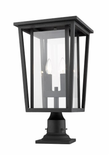 Seoul 2 Light Outdoor Pier Mounted Fixture Clear Perspective: front