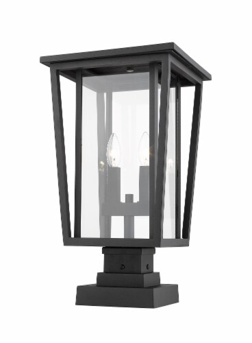Seoul 2 Light Outdoor Pier Mounted Fixture Clear Perspective: front