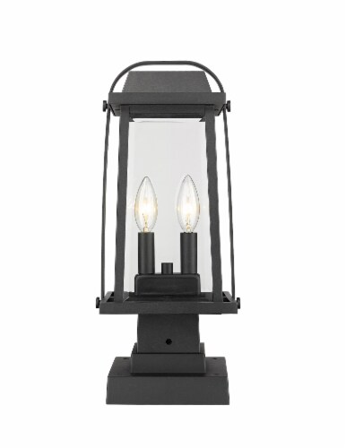 Millworks 2 Light Outdoor Pier Mounted Fixture Clear Beveled Perspective: front