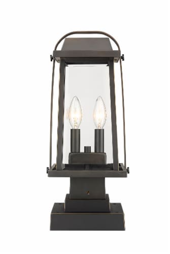 Millworks 2 Light Outdoor Pier Mounted Fixture Clear Beveled Perspective: front