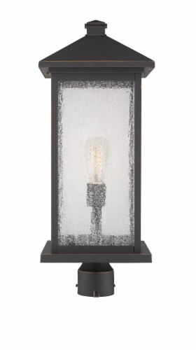Portland 1 Light Outdoor Post Mount Fixture Clear Seedy Perspective: front